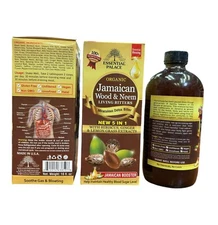 Tonic Organic Jamaican Wood & Neem Bitter  5 In 1 By Essential Palace-16oz Glass