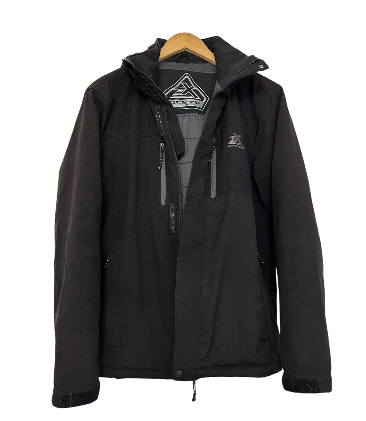 Zero Xposure Mens Black Hooded Insulated Jacket - Size M