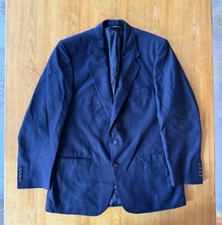 VTG Burberrys Wool Navy Blue Strip 2 Button Blazer Sport Jacket 44R Classic USA