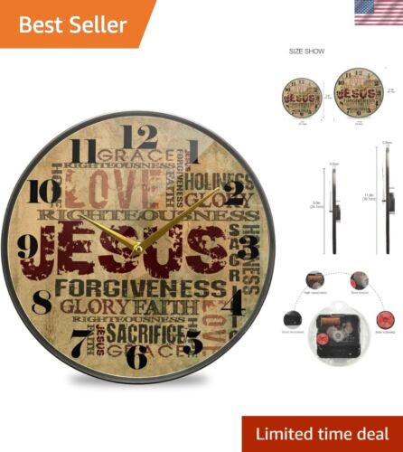 Elegant Bible Verse Wall Clock - Religious Art with Silent Movement, 12"/9.5"