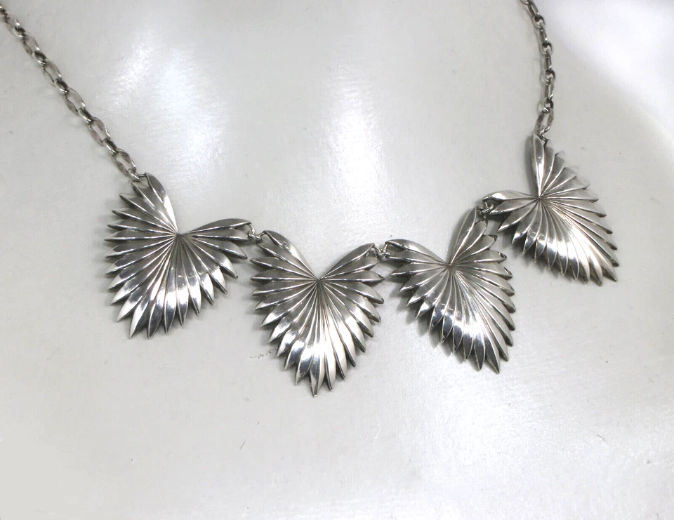 Collana In Argento Art Deco 835/1000 ° Florale ° SILVER - Immagine 3 di 4