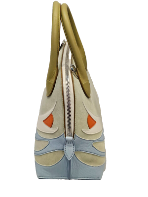 LANVIN Gray Suede and Multicolor Leather Accented Parrot Magot Top