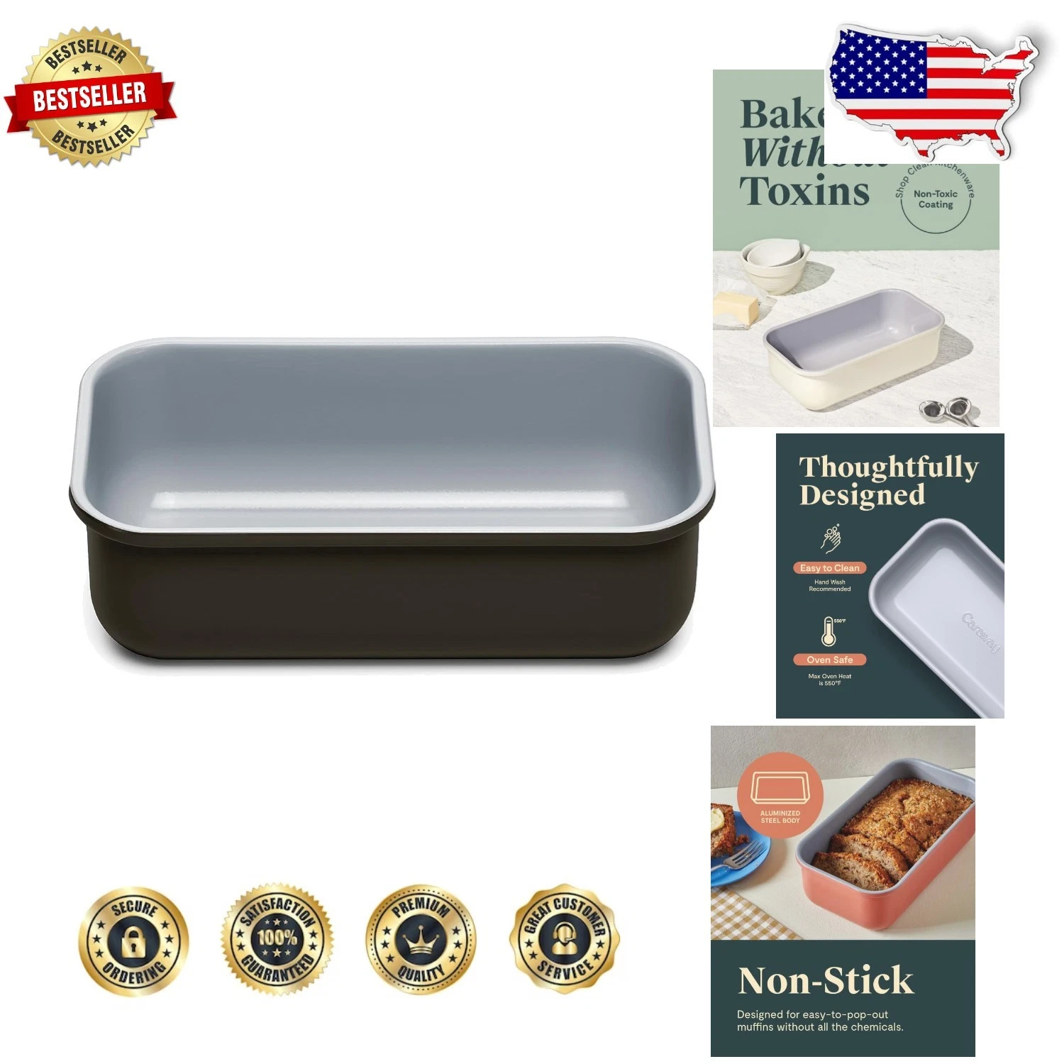 Durable 1lb Loaf Pan, Slick Ceramic Coating, Non-Toxic, Professional Baking
Opens in a new window or