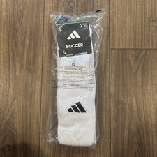 adidas Unisex Rivalry 2.0 Over the Calf Soccer Socks 2 Pairs Large White NWT