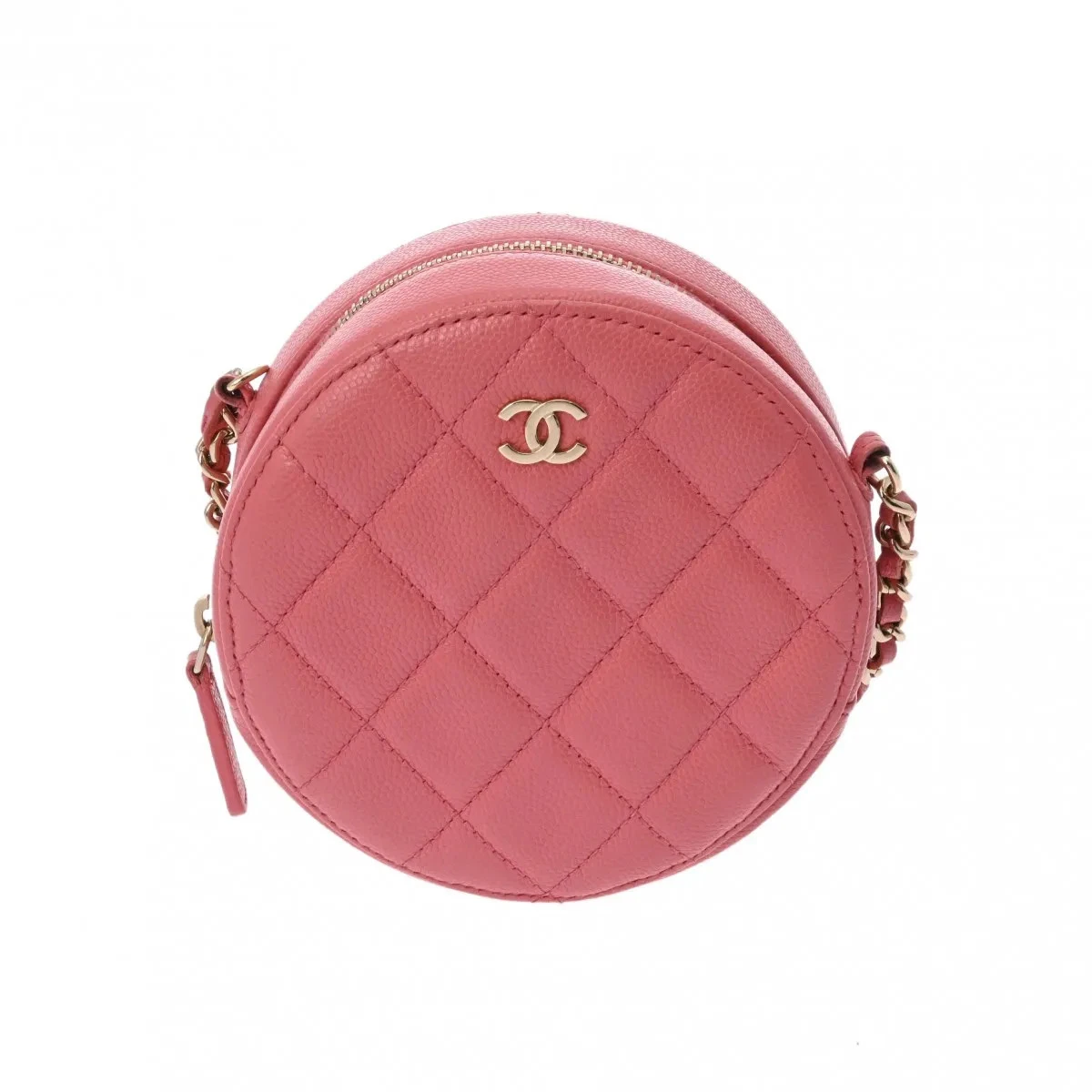 Chanel — Chanel Raundo Chain Clutch A70657 Shoulder Bag Grained Leather Pink #WB2063