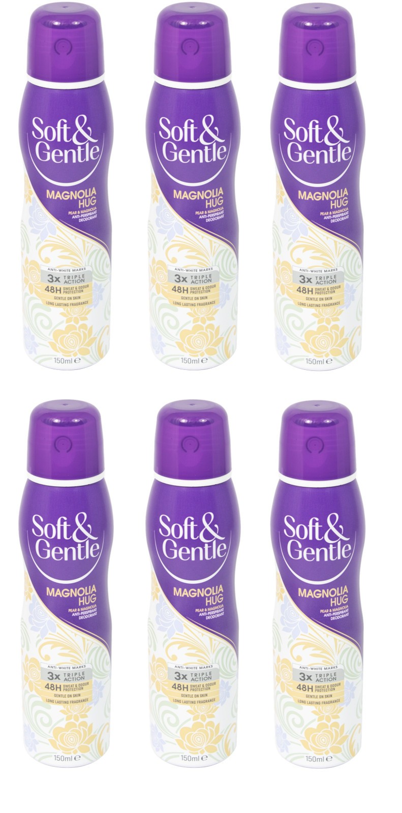 6 x 150ml Soft & Gentle Magnolia Hug Anti-Perspirant Deodorant Spray - Image 8