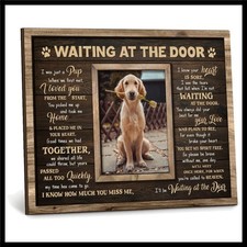 Dog Memorial Wooden Picture Frame 8x10, Waiting at the Door Pet Loss Gifts