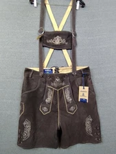 NEW Chubbies Mens Large Lederhosen Brown Suede Lamb Leather German Oktoberfest