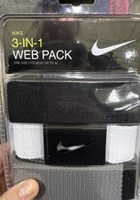 Nike Men's 3-in-1 Web Pack Belt One Size, Up to 42, Cut to Fit Black Gray White