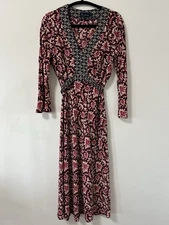 Boden Woven Tie Back Midi Dress 3/4 Sleeve Floral Tiger Lily Print 14R *READ*