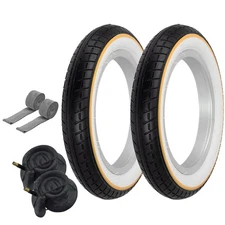 TIRES 12-1/2" x 2-1/4" Black/White Yellow Line P-1237 W/ HEAVYDUTY TUBES, STRIPS