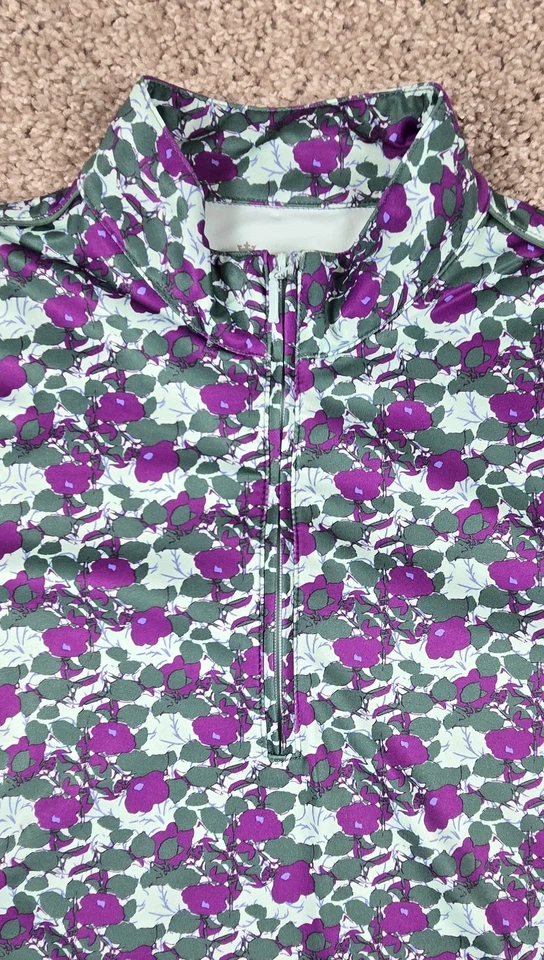 Top Pullover Peter Millar Para Mujer Corona Mediana Deportivo 1/4 Cremallera 50 FPS Golf Floral Foto 4 de 4