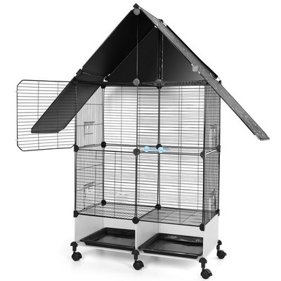 59'' Rolling Bird Cage Parakeet Finch Budgie Conure House with Stand Wheels USA