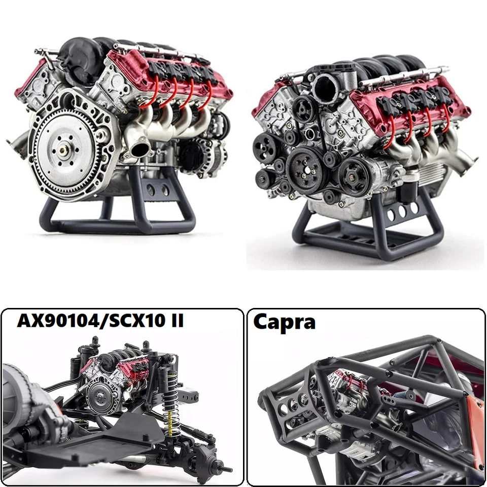 Mini V8 Combustion Engine Model Kit for RC Car AX90104 SCX10Ⅱ Capra VS4-10 DIY！！ - Image 3 of 4