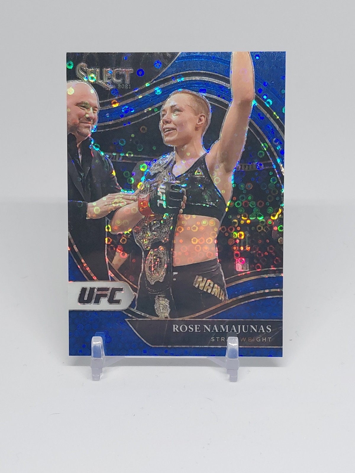 2021 Panini Select UFC - Octagonside Rose Namajunas #247 Blue Disco Prizm /99