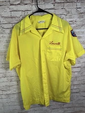 Vintage Yellow Chain-Stitched Bowling Shirt Diner Shirt King Louie Rockabilly L