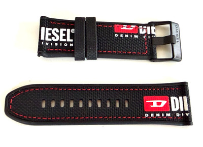 Diesel Mega Chief DZ4512 Black Rubber Nylon Silicone Watch Band Strap  26mm.