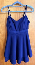Size XL Women's Juniors Blue Short A-Line Dress Spaghetti Straps Emerald Sundae