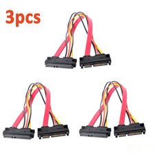 3PCS SATA 22-Pin 7 15 Pin Combo Cable Male to Female for Computer Build Repair