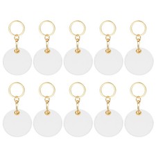 10pcs Leather Keychain,55mm Sublimation Keychain Blanks,Round,White