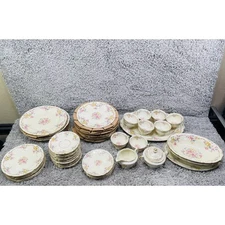KPM China Yale By Royal Ivory Floral Gold Trim Bundle Set Plates Cups Bowls
