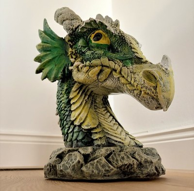 Drachenkopf Drache Fantasy Dragon 30cm Figur Deko Statue Skulptur Gothic Drachen