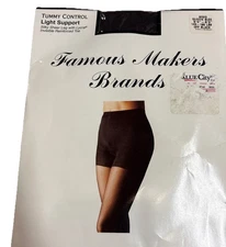 Famous Makers Brands Tummy Control Light Support Silky Sheer Leg pantyhose Queen