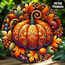 1pc 2D 2D Flat, 1pc, Artistic Aluminum Round Sign, Exquisite Pumpkin Pattern, Ha