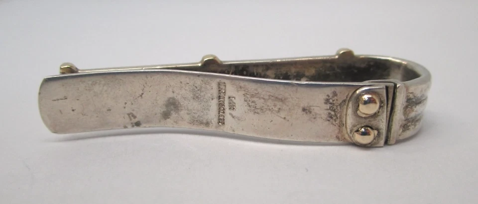 Tiffany & Co. 14k Yellow Gold and Sterling Silver Bar Clip Neck Tie Pin Vintage - Image 4 of 4