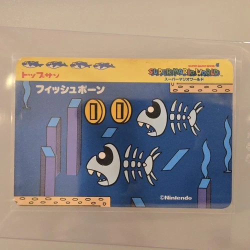1990 Bandai Fishbone Sticker Top-san Super Mario World Nintendo Vintage NES