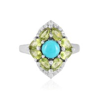 Cavill Ring Sterlingsilber Platin 0,62Ct Peridot TüRkis Tropfen Damen