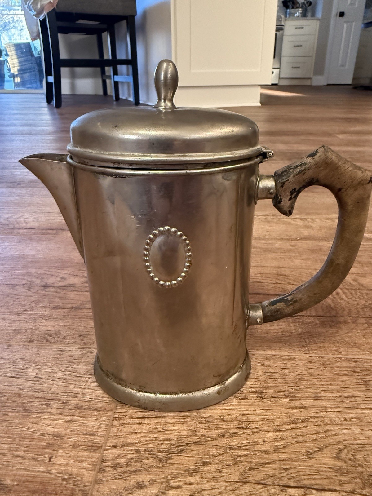 Vintage Antique 7.5&rdquo; Silver Soldered Hotel-ware Coffee/Tea Pot Wood Handle