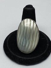 Sterling Silver Oval Ribbed Size 8 1/2 Ring 11.7g