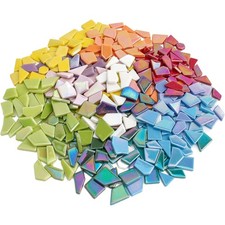 Iridescent Glass Mosaic Tiles for Crafts Bulk 454g Broken Tile Pieces for DIY