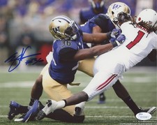 AZEEM VICTOR SIGNED/AUTO'D WASHINGTON HUSKIES 8X10 PHOTO - JSA SIGNATURE DEBUT