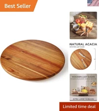 Lazy Susan Turntable Organizer 14 Inch Acacia Wood Kitchen Spice Pot Display