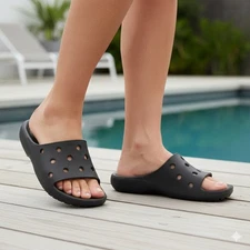 Crocs Classic All Terrain Clog Black Slides Slip On Sandals - Size 7