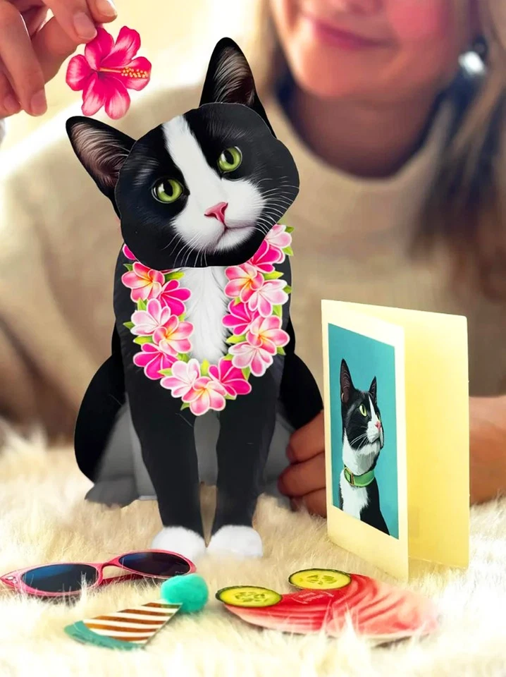 (2) Cat 3D Pop Up Birthday Cards Thank You, Get Well, Love, Family All Occasions - Image 3 of 4