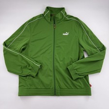 Vintage Puma Track Jacket Mens M Green Full Zip Stand Collar Athletic Training