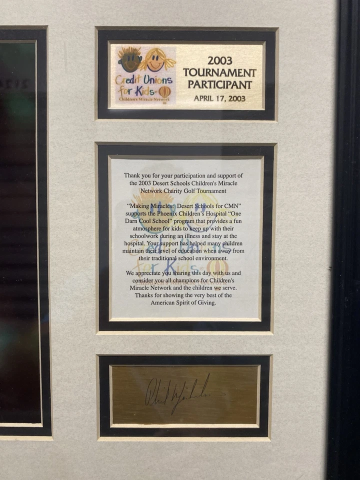 Placa fotográfica de golf Phil Mickelson 2003 ProTour enmarcada - Desert Schools evento CMN Foto 2 de 4