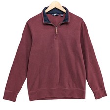 Lands End Bedford Rib Quarter Zip Sweater Mens Burgundy Cotton Long Sleeve Sz M