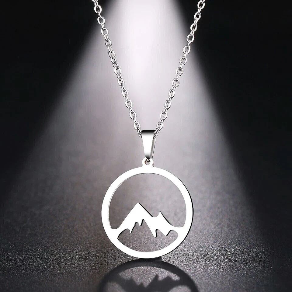 925 Sterling Silver Necklace For Women Mountain Hill Engagement Pendant Jewelry - Image 2 of 4