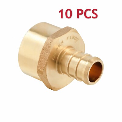 EFIELD 10 PCS  1/2'' PEX X 1/2'' FEMALE NPT ADAPTER BRASS CRIMP FITTING, LEAD FREE