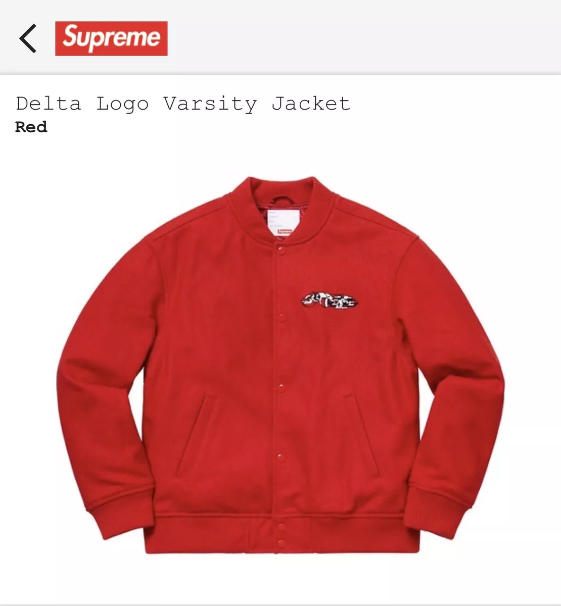 Supreme delta logo varsity jacket Size Medium Ready To Ship