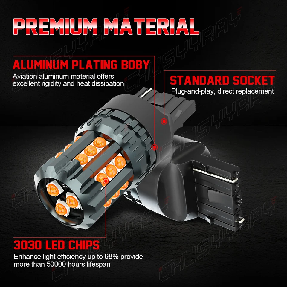 Kit de bombillas LED intermitentes delanteras ámbar 7443 7440 para Toyota Yaris 2012-2020 Foto 3 de 4