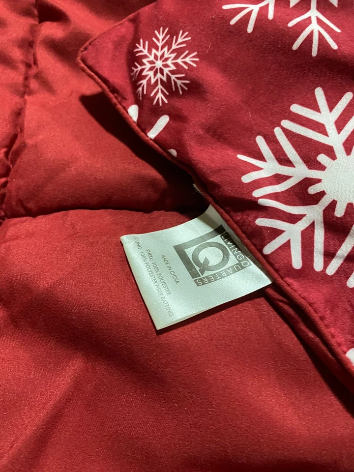 绗缝深红色女王被子雪花二手无烟家用良好状态 — 第 3/4 张图片