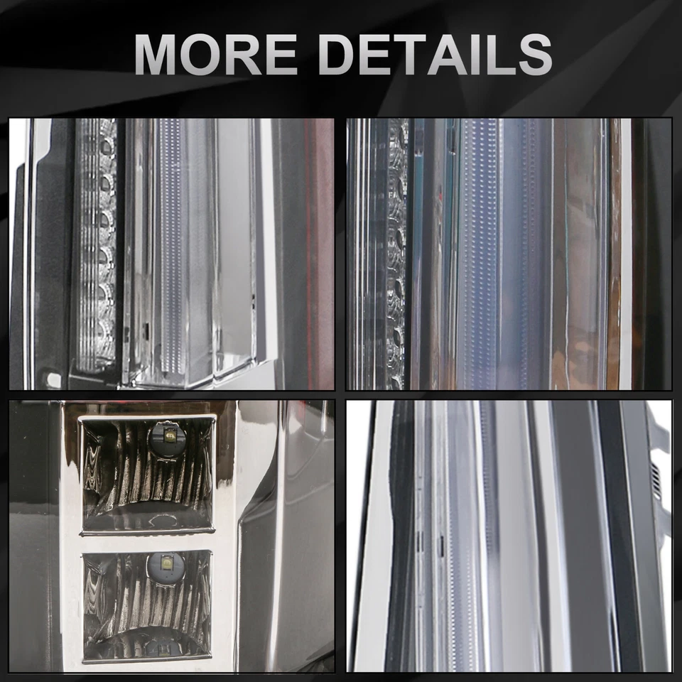 Transparent LED Tail Lights Rear Lamp Assembly For 2007-2014 Cadillac Escalade Foto 3 de 4