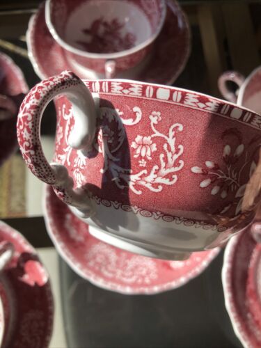 6 Copeland Spode Camilla Pink Bouillon/soup Cups, 5 Saucers-old Mark-never Used - Picture 4 of 14
