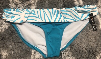 NEW! Macy's Jantzen Women's Turquoise Foldover Hipster Swim Bottoms Size 14