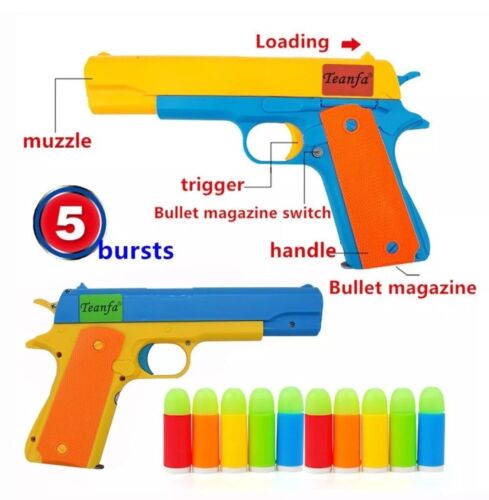 Kids Toy Gun Safe Shooter with Target Kids Safe Toy Gun 1911 Luminous Ammo - Picture 3 of 19